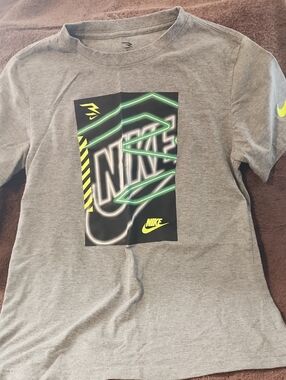 Nike Grey Tee with Neon Green and Yellow Graphic